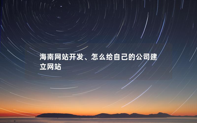 海南网站开发、怎么给自己的公司建立网站
